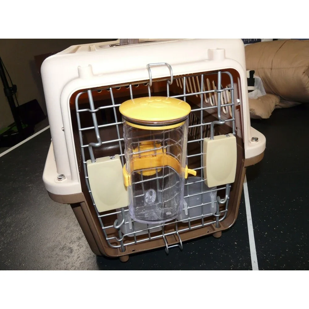 Hard Sided Animal Pet Dog Cat Bunny Travel Carrier w/ Feeder & Bottle 16